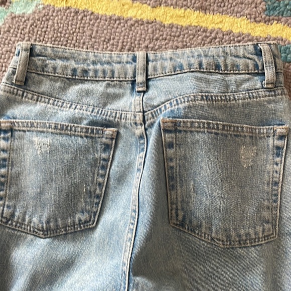 Topshop Mom Jeans Ripped Distressed with Metalic Embelishment Design Light Blue - Picture 6 of 10